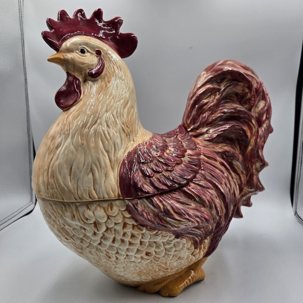 HUGE 15" BetLar Textured Rooster Cookie Jar VTG Farmhouse Countrycore Kitchen